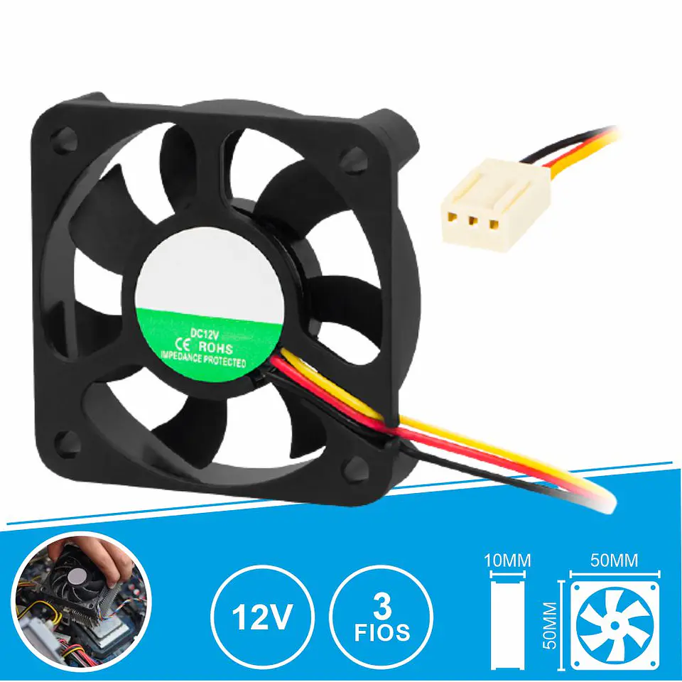 Ventoinha 12V 50x50x10mm 3 Fios 1