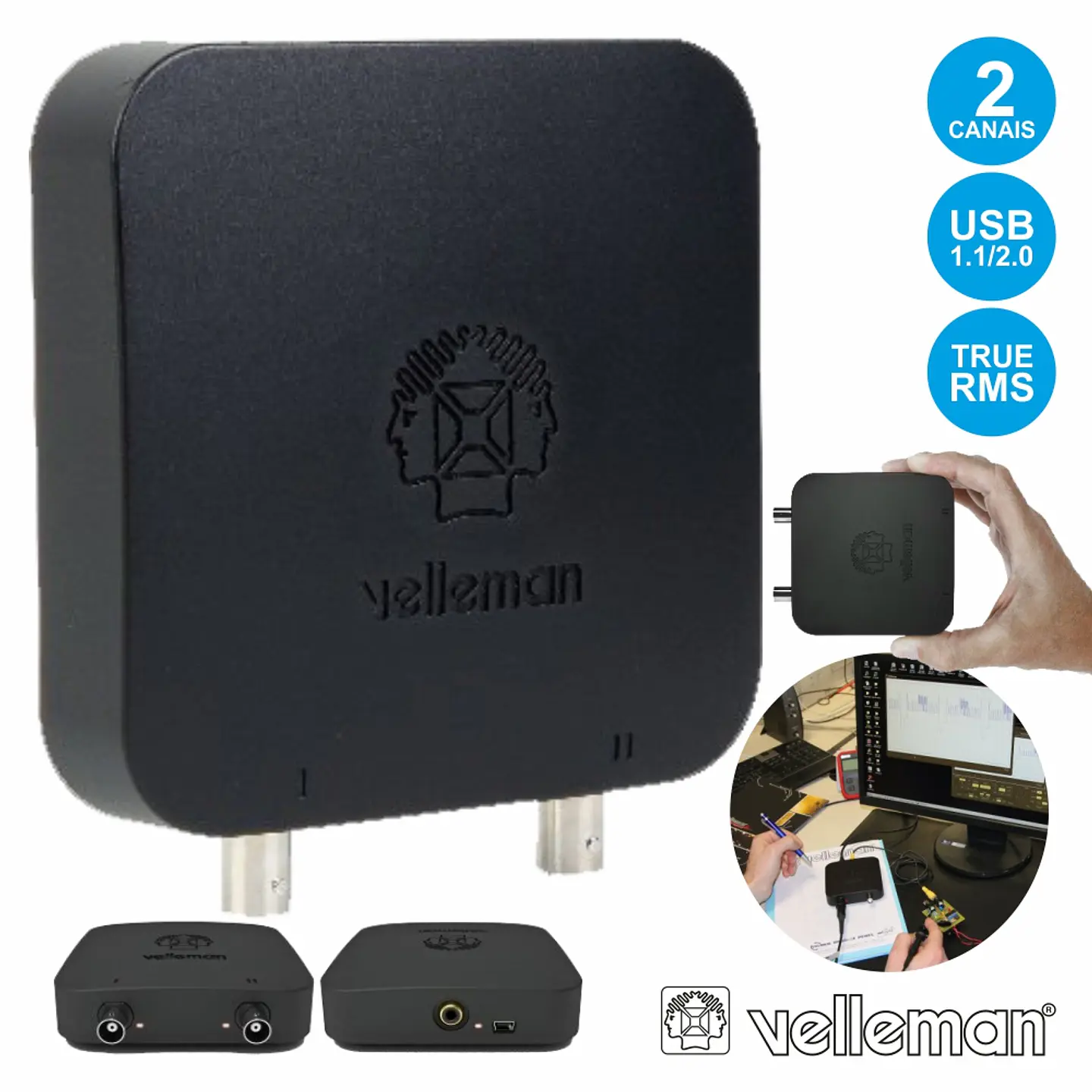 OSCILOSCÓPIO 2 CANAIS P/ PC USB C/ GERADOR SINAIS VELLEMAN 1