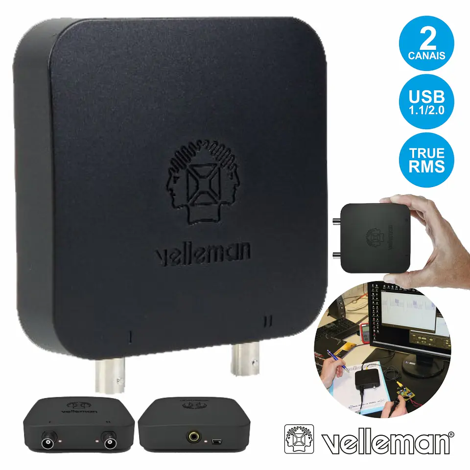 OSCILOSCÓPIO 2 CANAIS P/ PC USB C/ GERADOR SINAIS VELLEMAN 1