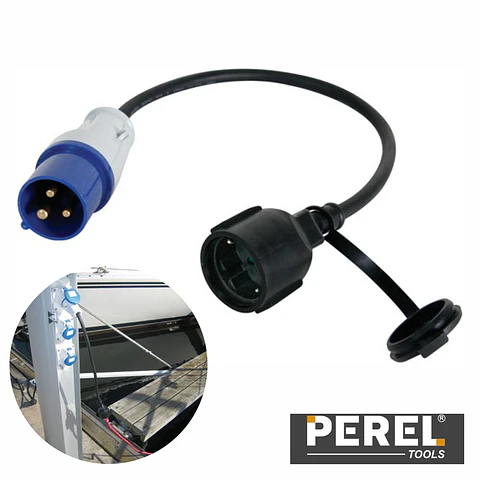 CABO ADAPTADOR C/ TOMADA SCHUKO E FICHA CEE 40CM PEREL