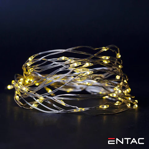 Grinalda de 20 LEDs Branco Quente 1M ENTAC