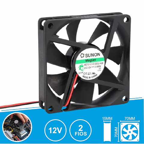 Ventoinha 12VDC 70x70x15mm 2 Fios ME70151V2-000U-A99 SUNON