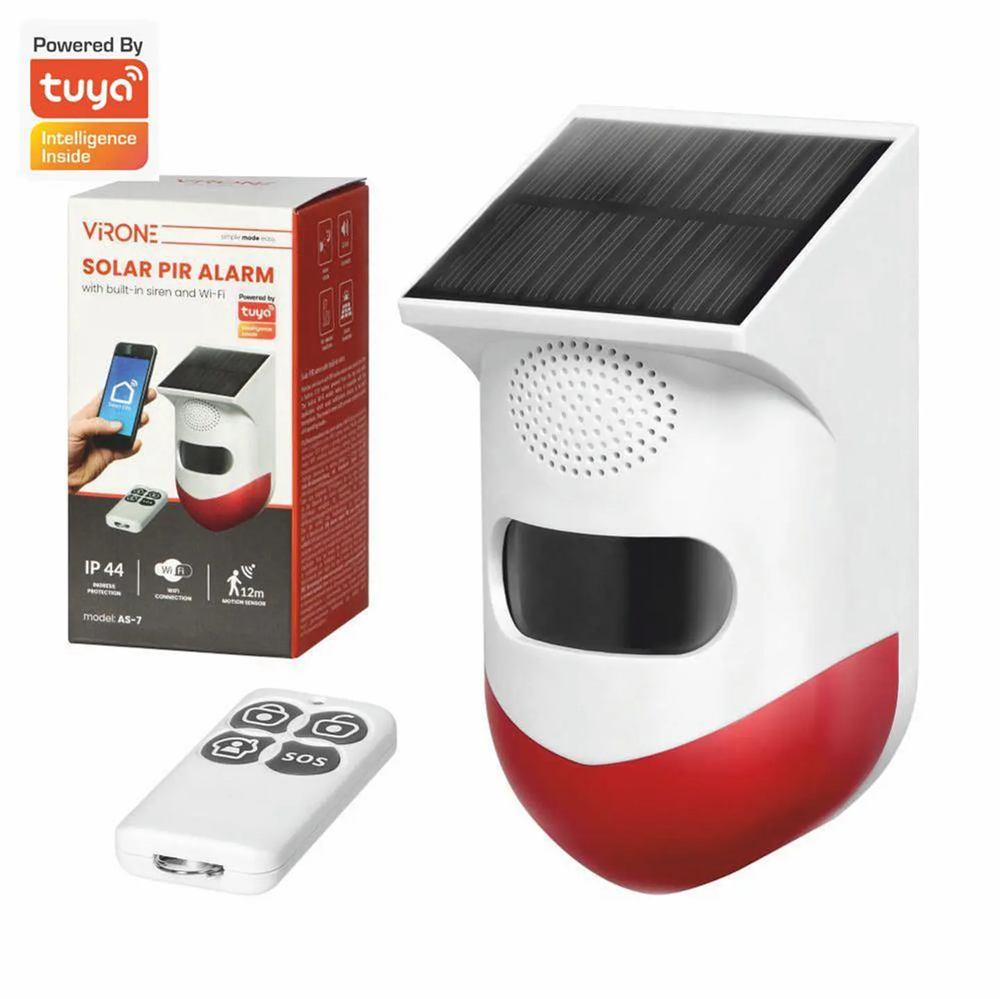 Alarme Solar PIR S/ Fios C/ Sirene E Comando TUYA ORNO 1