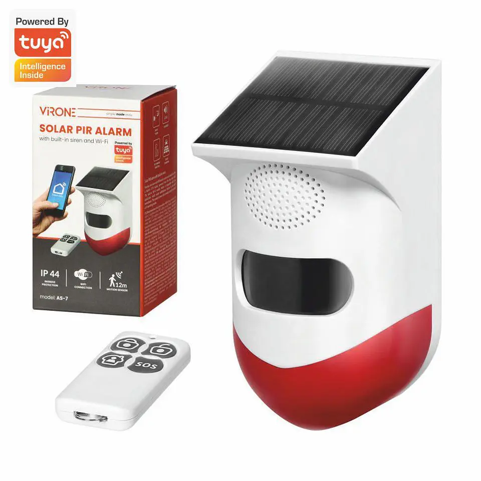Alarme Solar PIR S/ Fios C/ Sirene E Comando TUYA ORNO 1