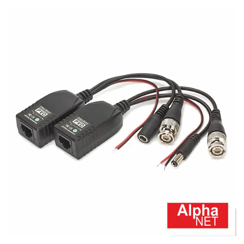 CONVERSOR PASSIVO 2X BALUN VÍDEO C/ DC RJ45