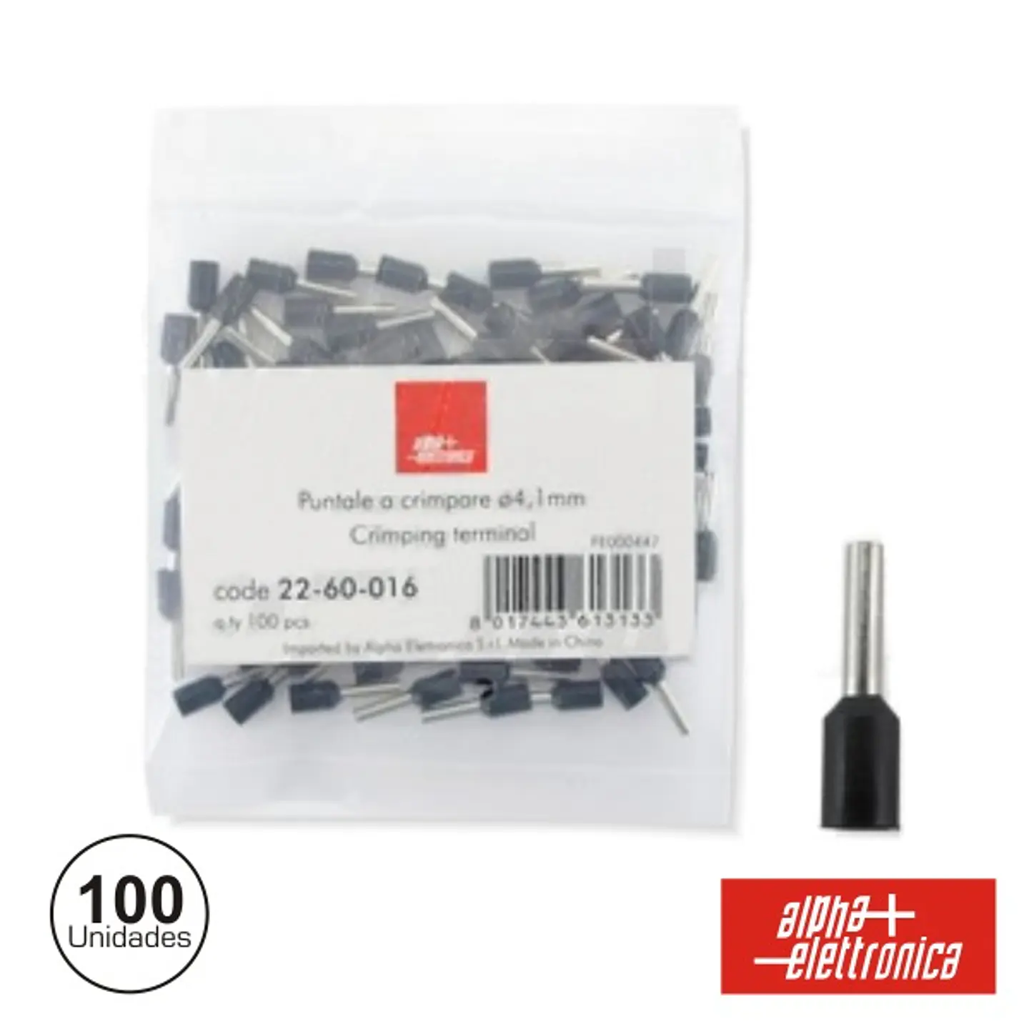 TERMINAL PONTEIRA ISOLADO 4.1MM 100X PRETO 1