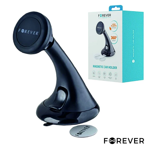 SUPORTE MAGNÉTICO UNIVERSAL TELEMÓVEL E GPS PRETO FOREVER
