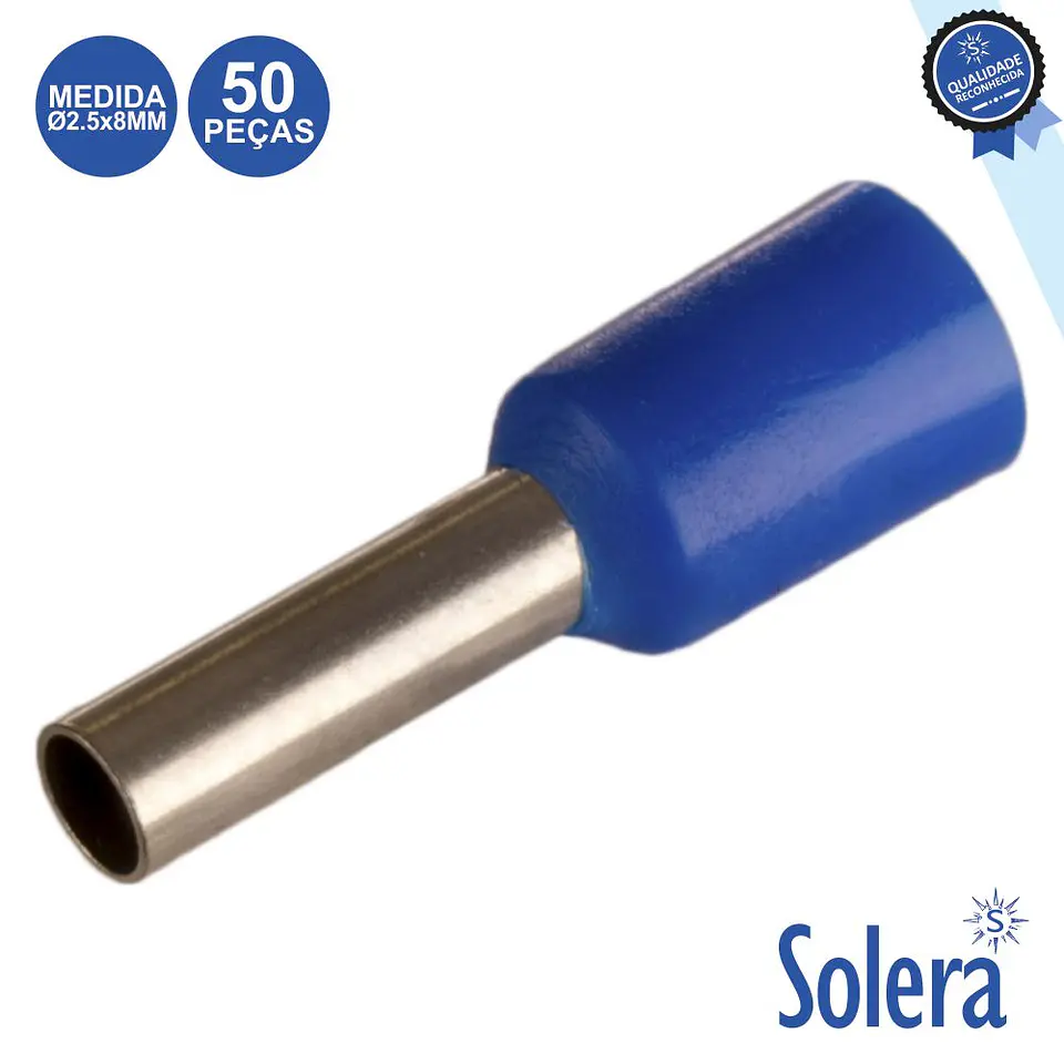 TERMINAL PONTEIRA ISOLADO Ø2.5x8MM 50X AZUL SOLERA 1