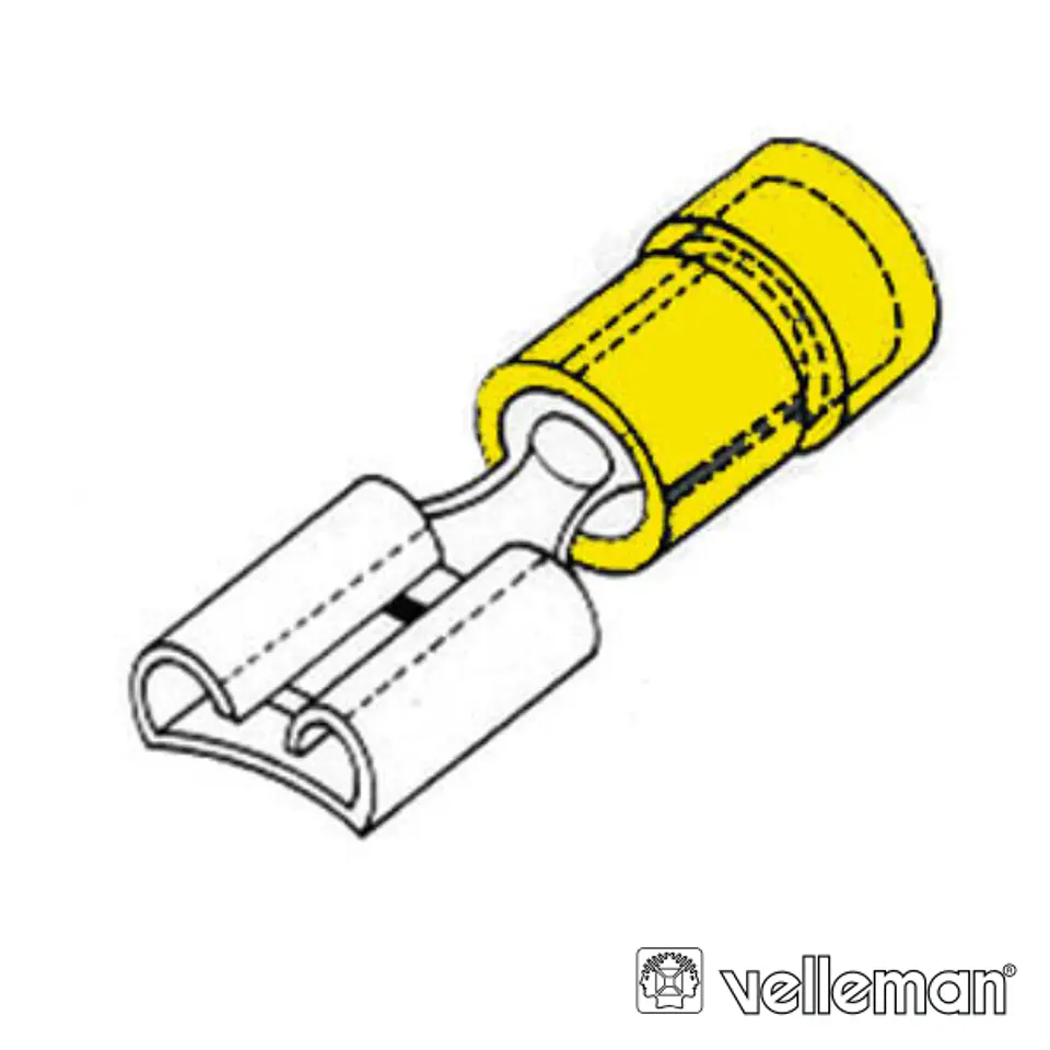 TERMINAL FÊMEA ISOLADO 6.4MM AMARELO 10X 1