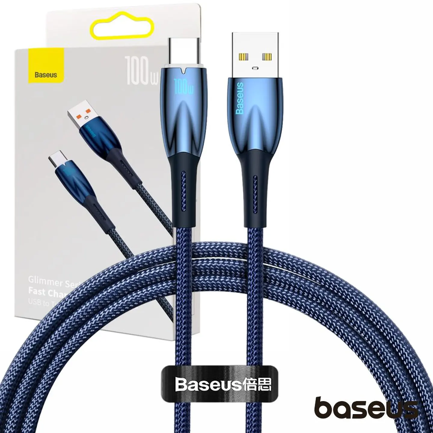 Cabo USB-A Macho P/ USB-C Macho 100W 1m Glimmer BASEUS 1