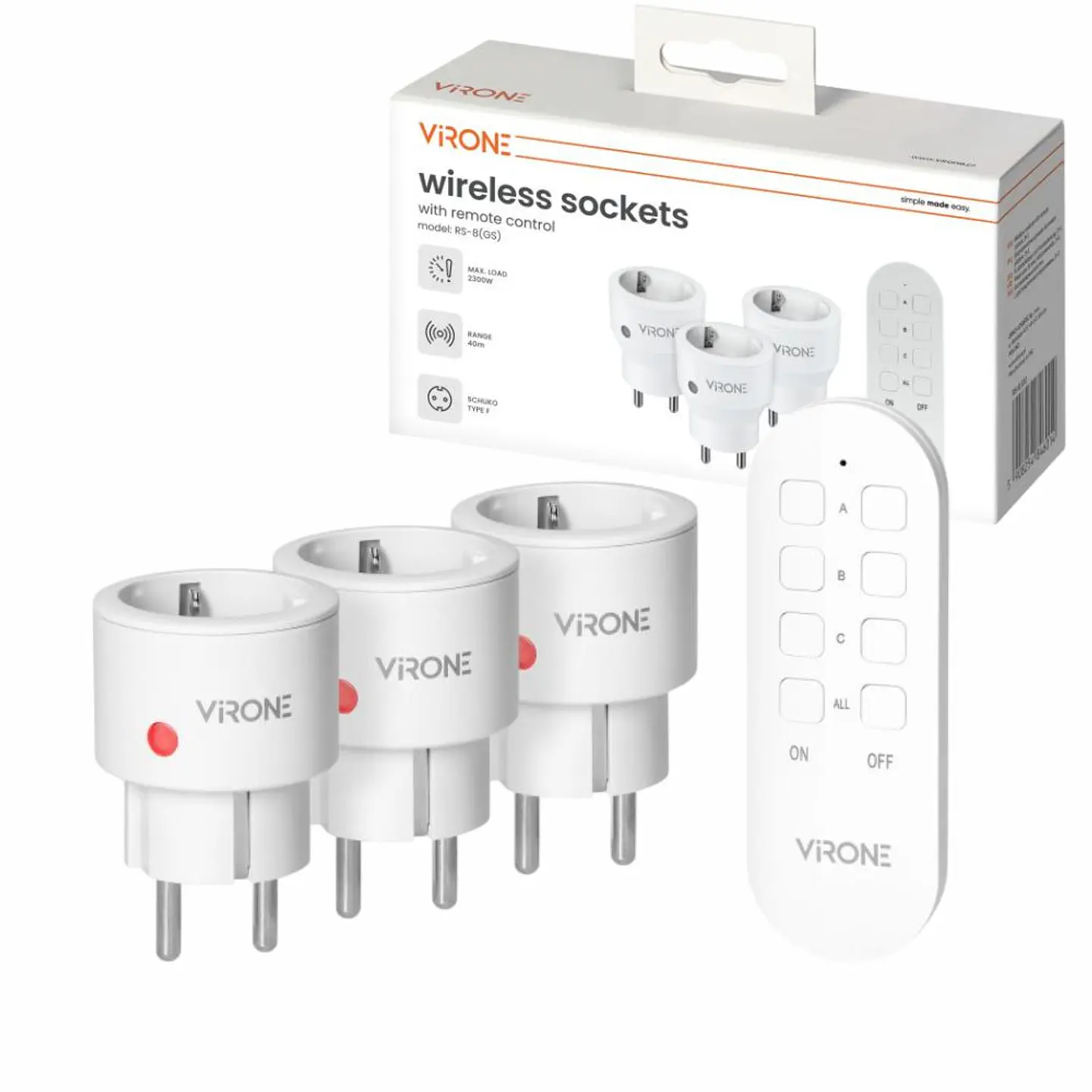 Conjunto de 3 Mini Tomadas Elétricas Schuko C/ Comando 1