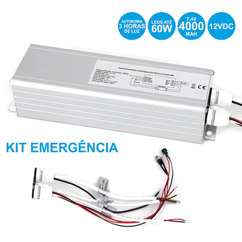 KIT FONTE ALIMENTAÇÃO EMERGÊNCIA 12V P/LED