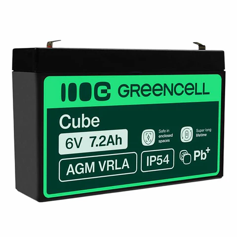 Bateria Chumbo Gel AGM 6V 7.2A GREEN CELL