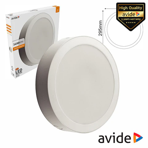 Painel LEDS Redondo Superficie 24W 295mm 4000K 2490lm AVIDE