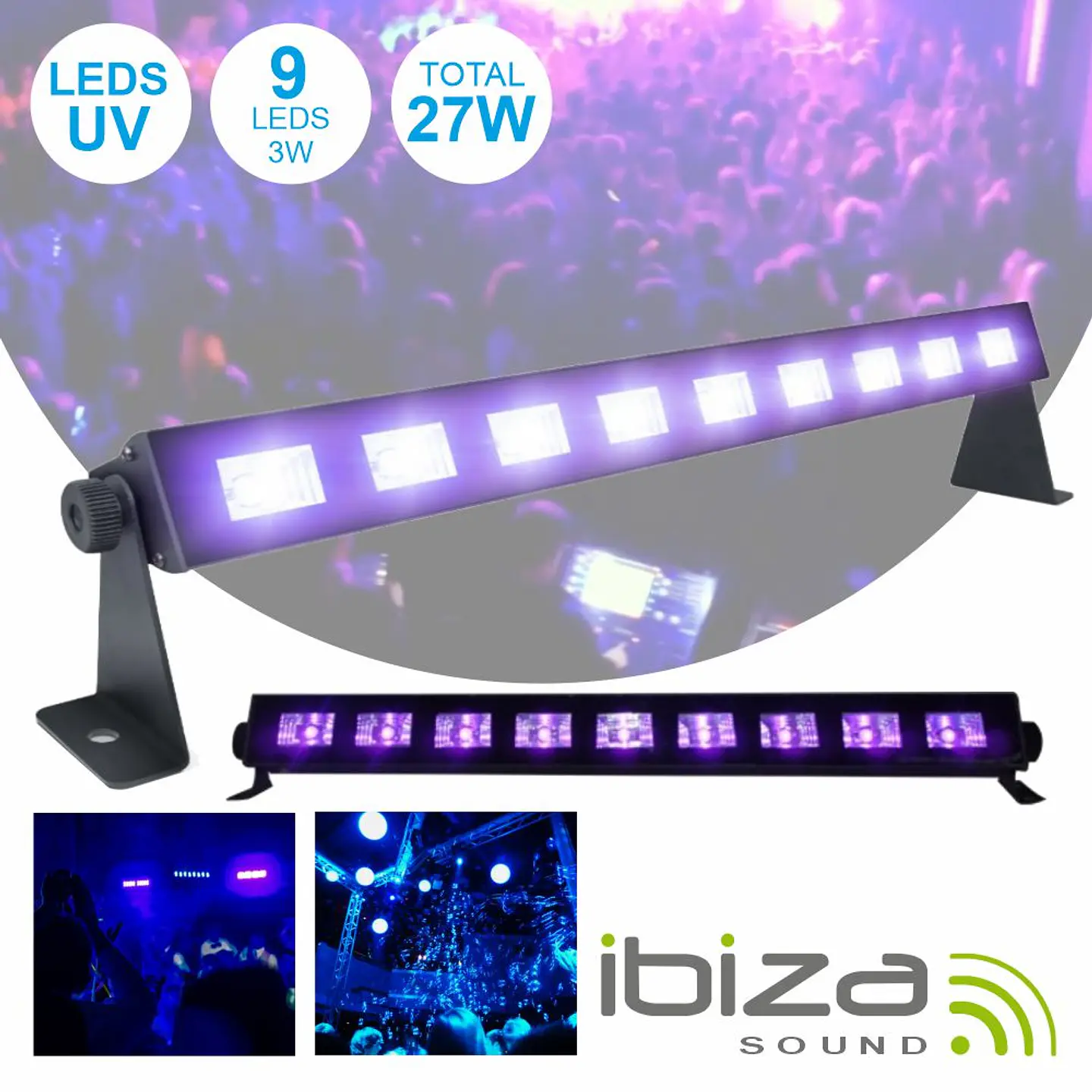 BARRA LEDS UV C/ 9 LEDS UV 3W E SUPORTE IBIZA 1