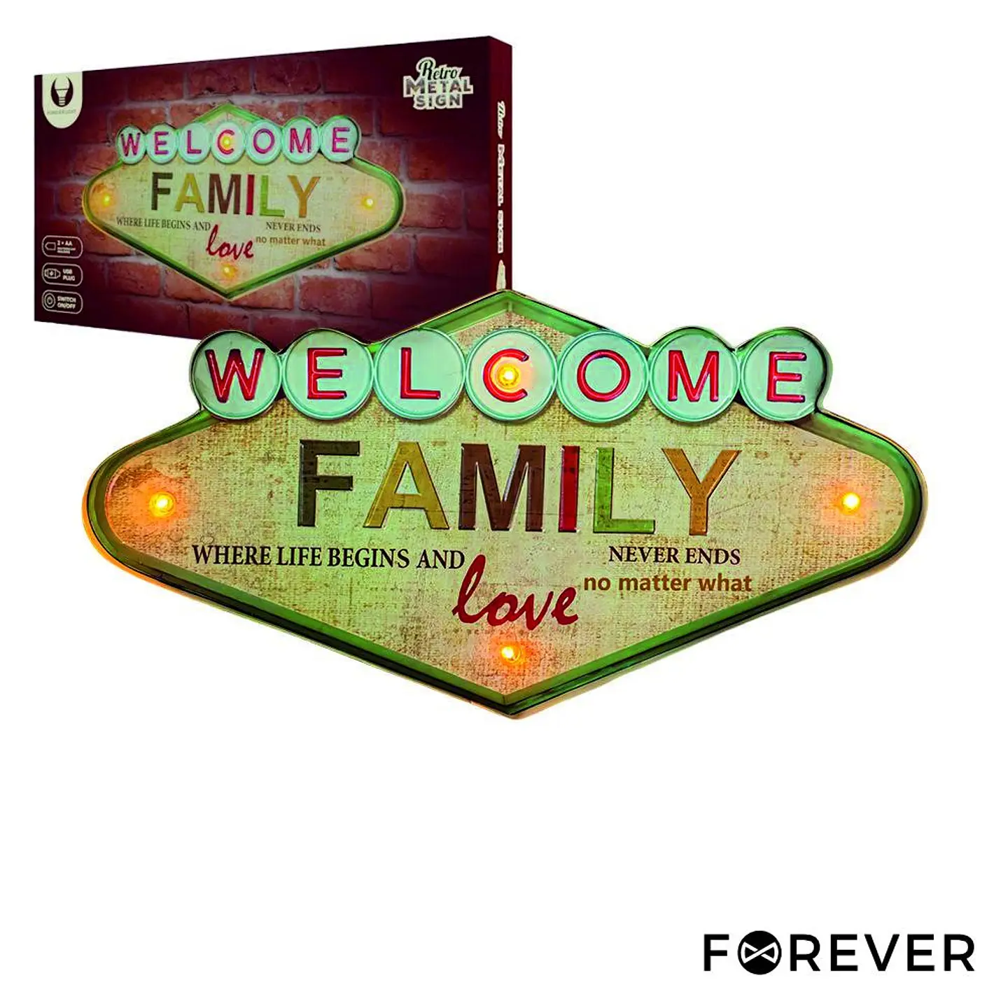 Placa em Metal Decorativo Retro FOREVER 1