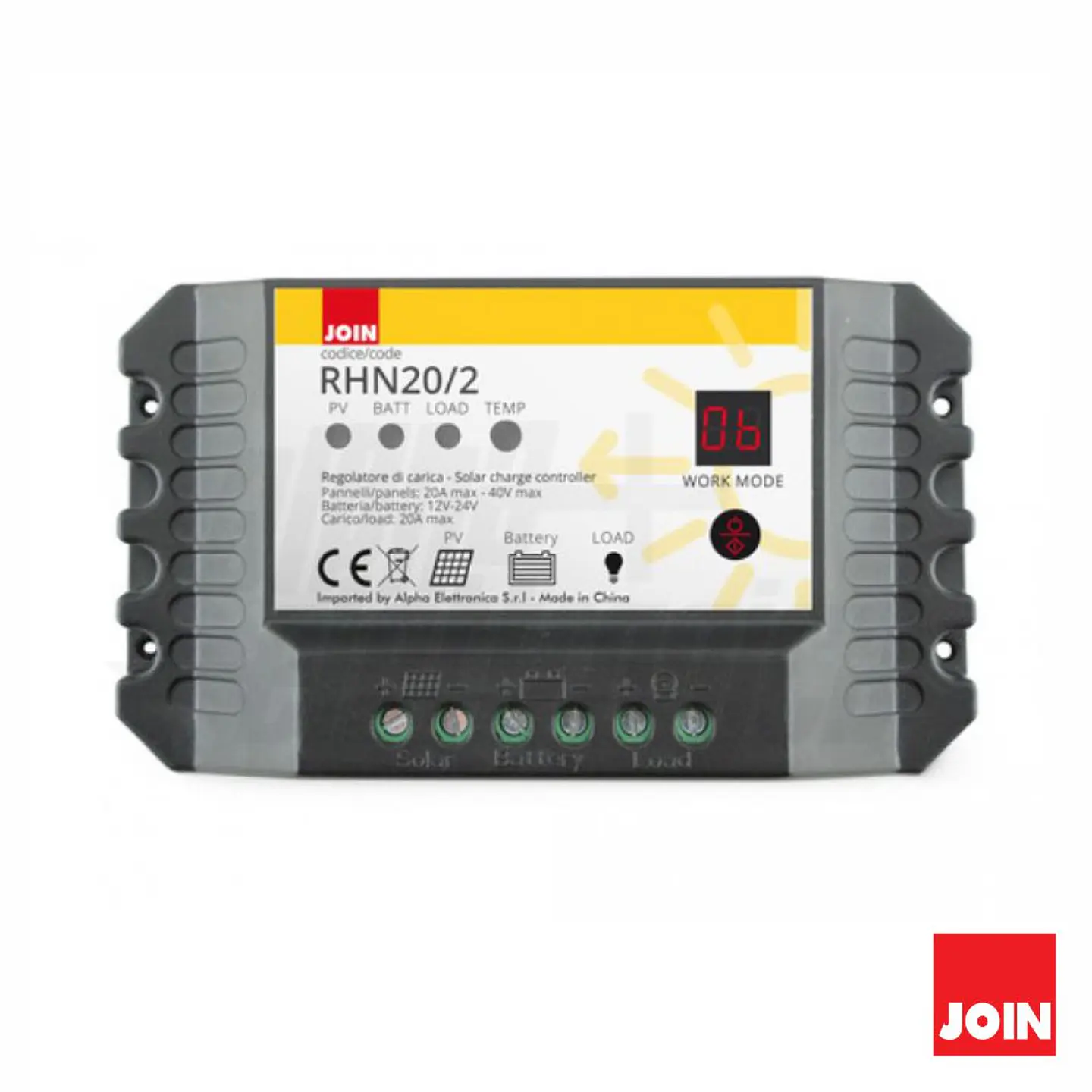 Regulador Painel Fotovoltaico 20A 12/24V JOIN 1