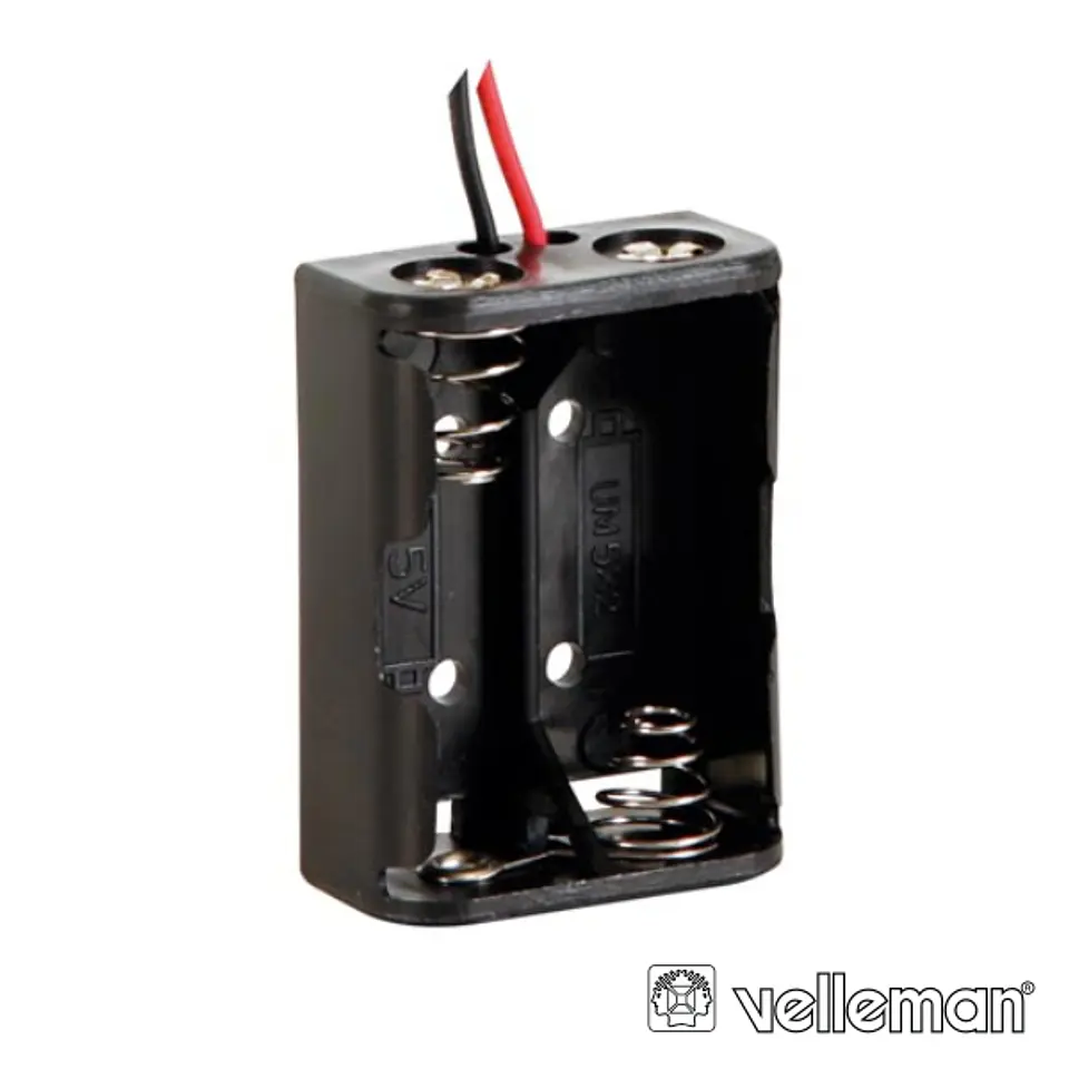 SUPORTE P/ 2 PILHAS N C/ FIOS VELLEMAN 1