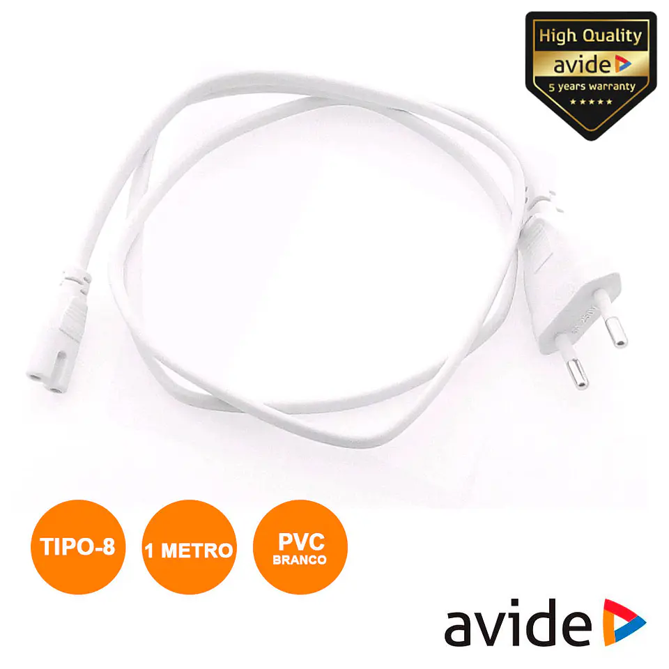 CABO ALIMENTAÇÃO AC PLANO / TIPO 8 IEC C7 1M AVIDE 1