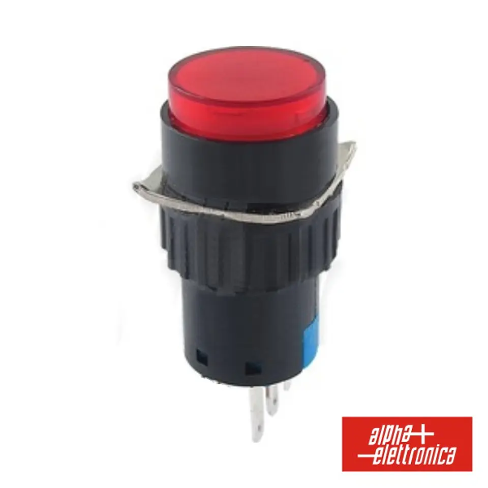COMUTADOR PULSADOR REDONDO 230V 1 NA 1 NF VERMELHO UNIPOL 1