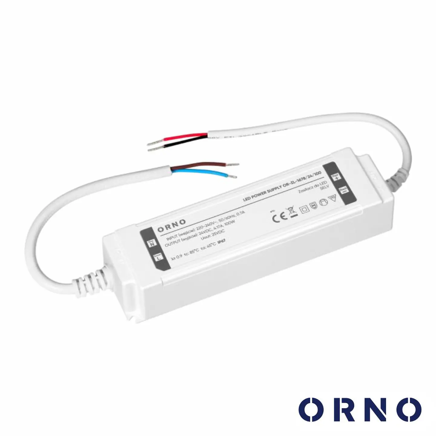 Fonte de Alimentação P/ Fitas LED 24V 100W 4.17A IP67 ORNO 1