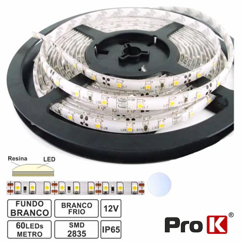 FITA 300 LEDS 2835 IMPERMEÁVEL BRANCO FRIO 12V 5M PROK