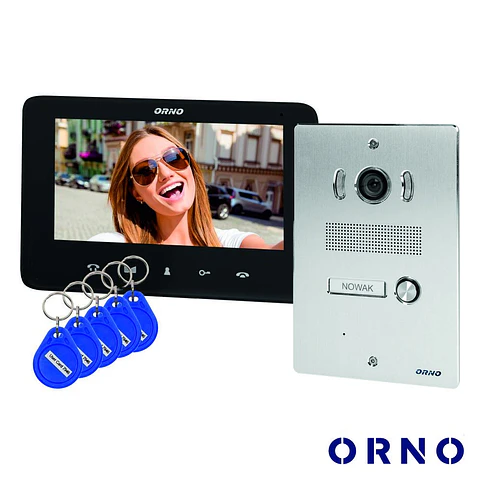 Vídeo Porteiro C/ Lcd 7" Cores E Leitor RFID LEDS Preto ORNO