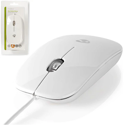 Rato c/ Fios 1000 DPI 3 Botões Branco NEDIS
