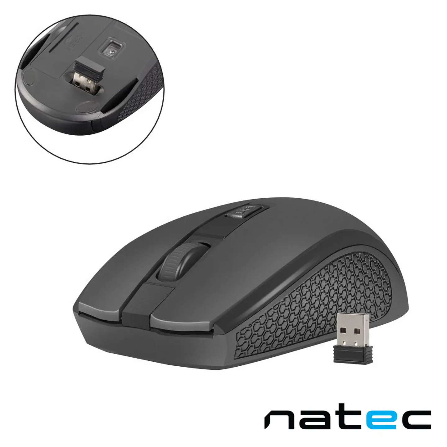 Rato Óptico S/ Fios 800-1200-1600DPI USB Preto NATEC 1