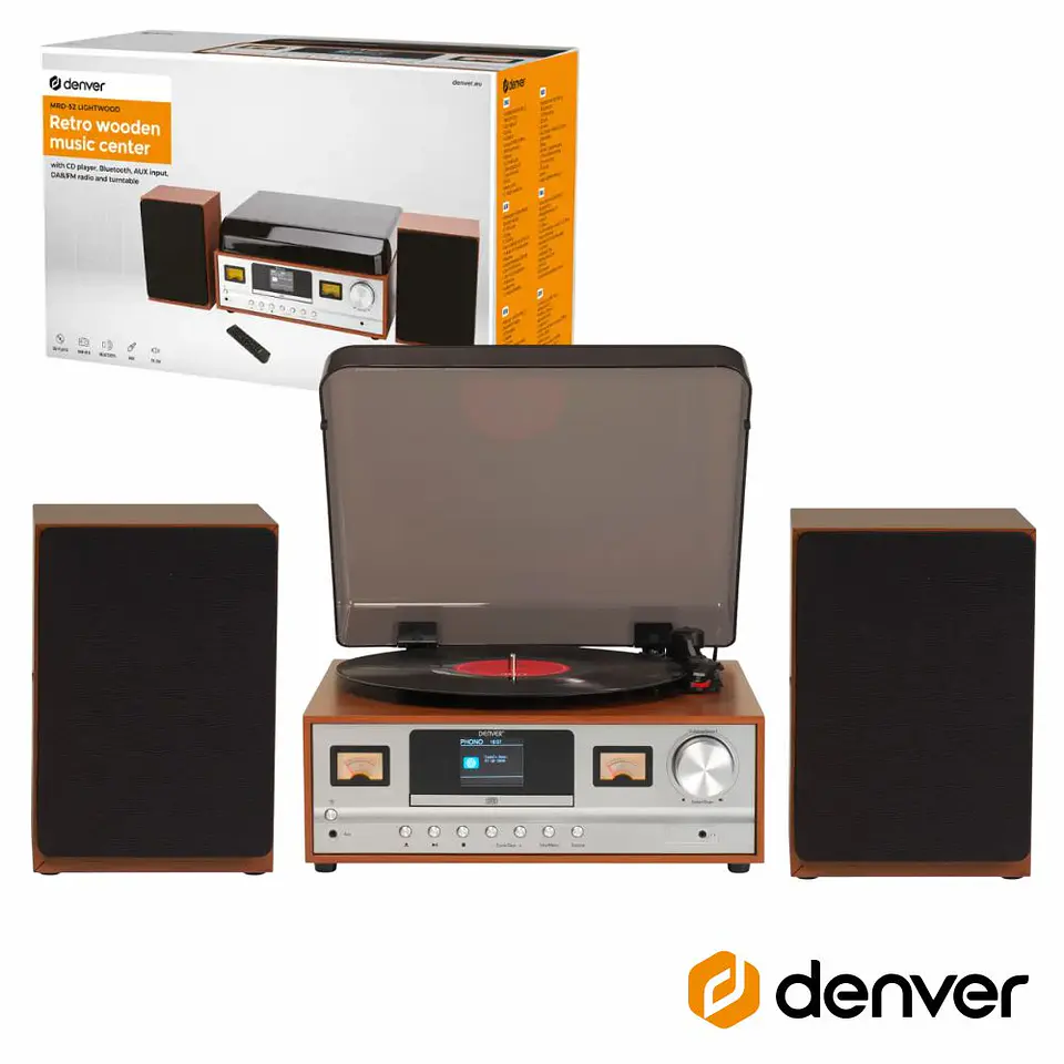 Gira-Discos 33/45/78RPM Vintage AUX/FM DAB+/CD DENVER 1