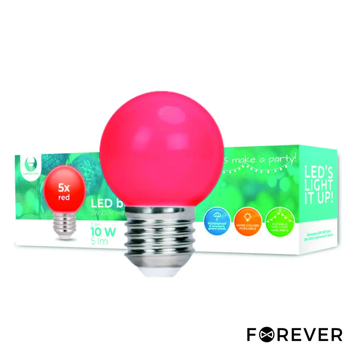 Conjunto 5 Lâmpadas E27 2W=10W 230V LED Vermelho 1