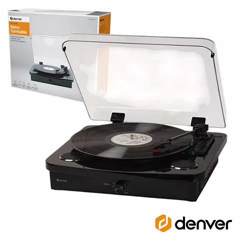 Gira-Discos 331-3/45/78RPM Vintage 2x10W BT/USB/SD DENVER