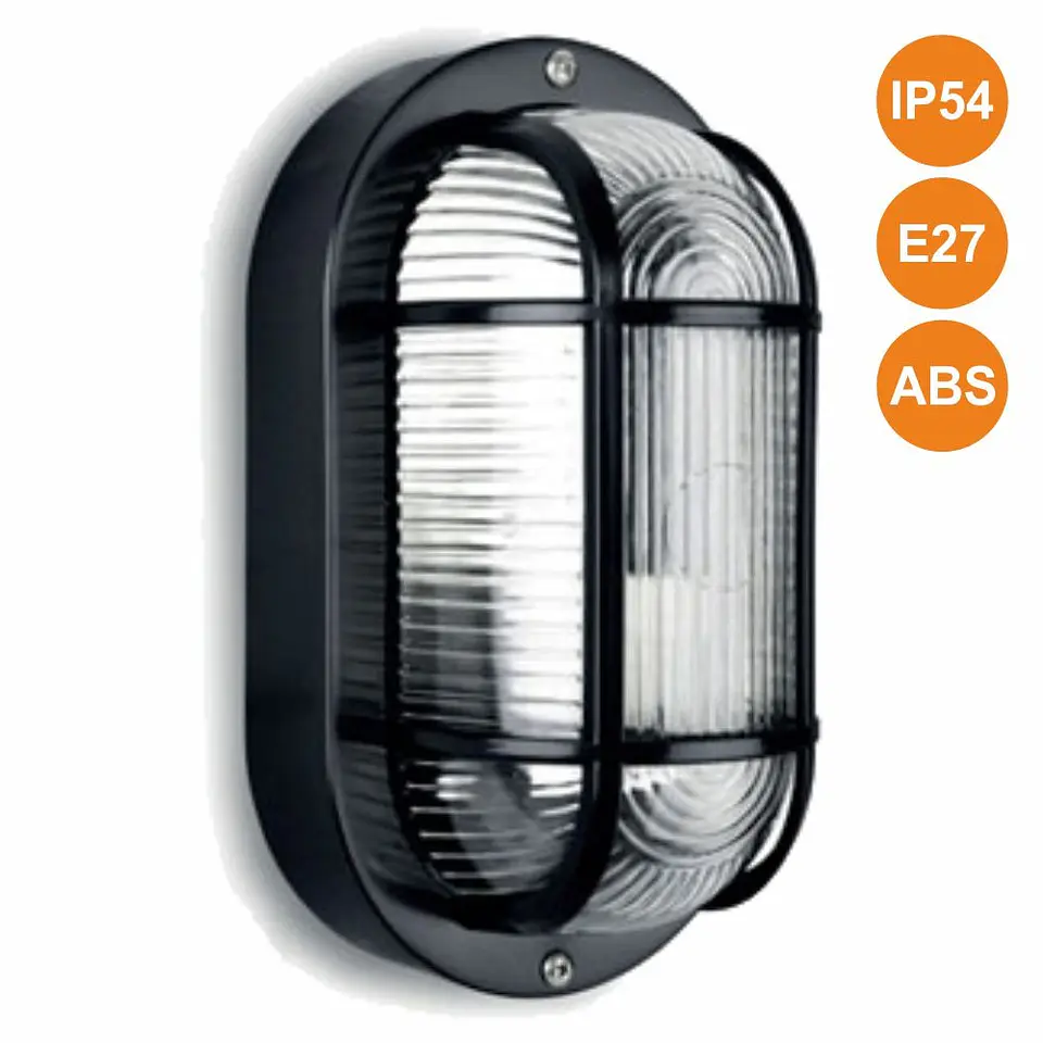 APLIQUE OLHO DE BOI E27 IP54 PRETO 1