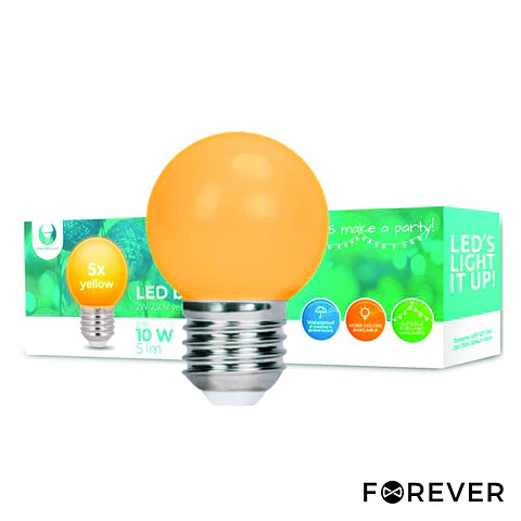 Conjunto 5 Lâmpadas E27 2W=10W 230V LED Amarelo