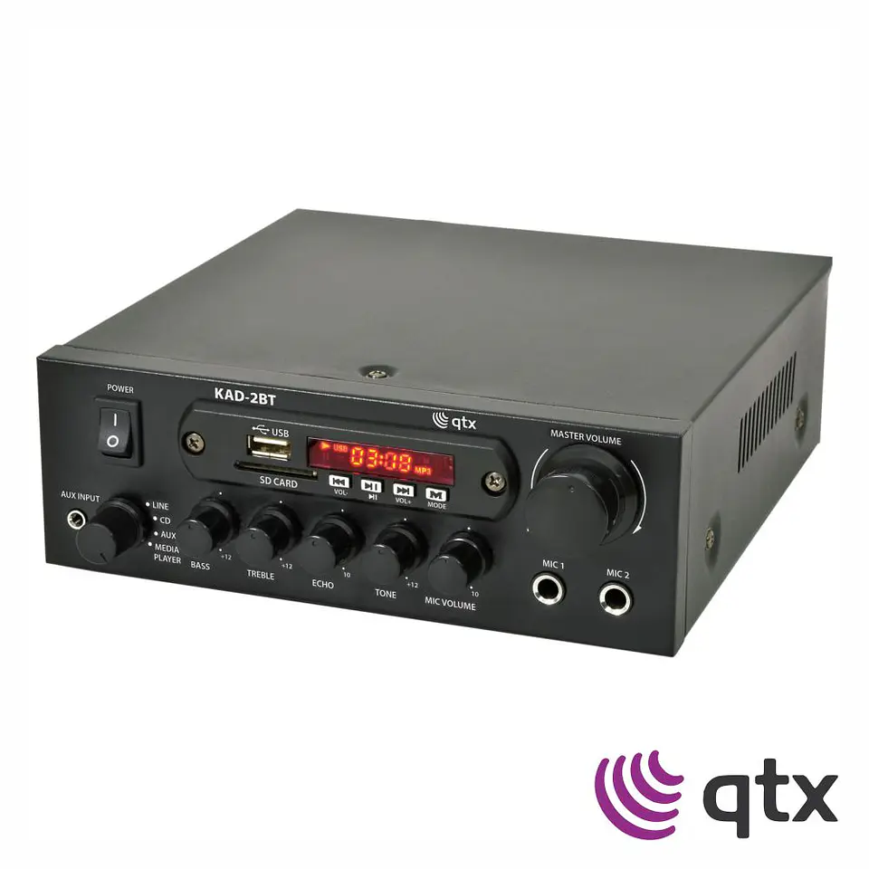 Amplificador Áudio 110W 2 Canais FM/LINE/AUX/CD/USB/BT QTX 1