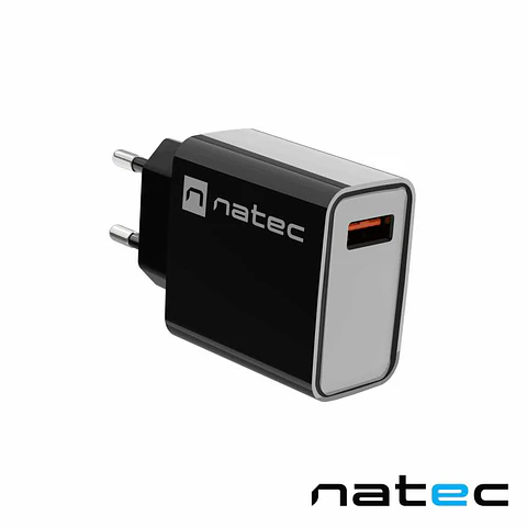 Alimentador RIBERA x1 USB-A 18W Preto NATEC