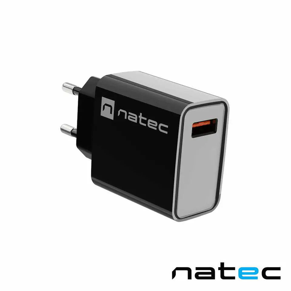 Alimentador RIBERA x1 USB-A 18W Preto NATEC 1