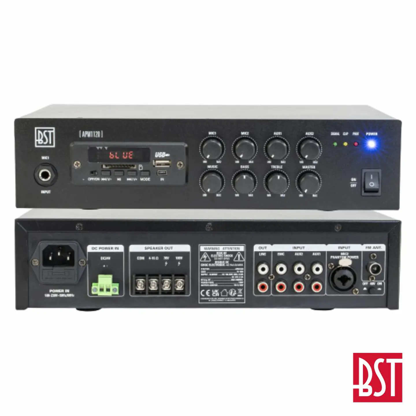 Amplificador Pa 24/230V 120W 100V USB/SD/FM/BT BST 1