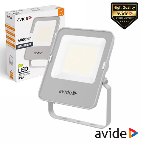 Foco LED Industrial 30W 230V 4000K 4800lm Cinza IP65 AVIDE