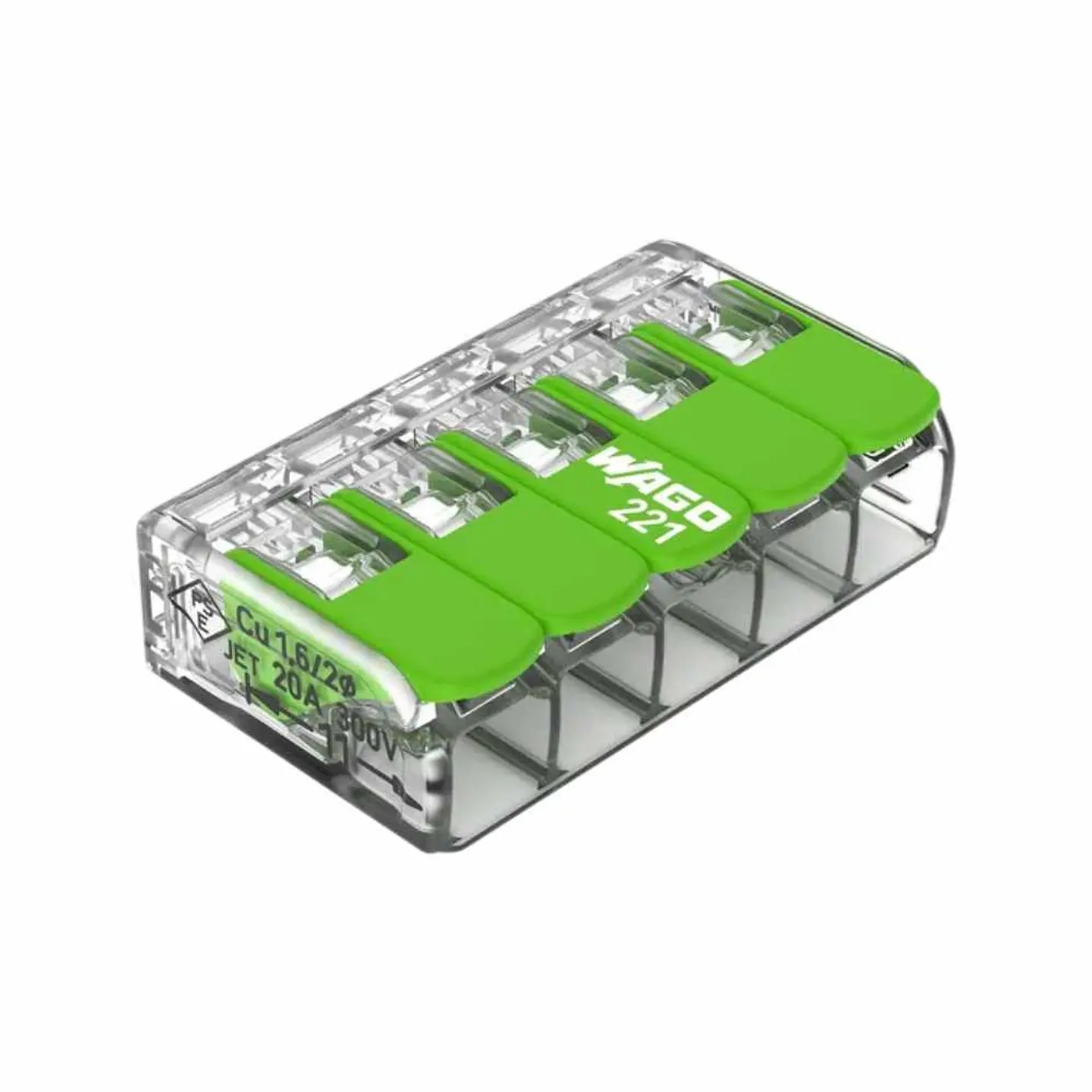 Ligador Rápido C/ Patilha 5 Condutores 0.2-4 mm² 25x WAGO 1