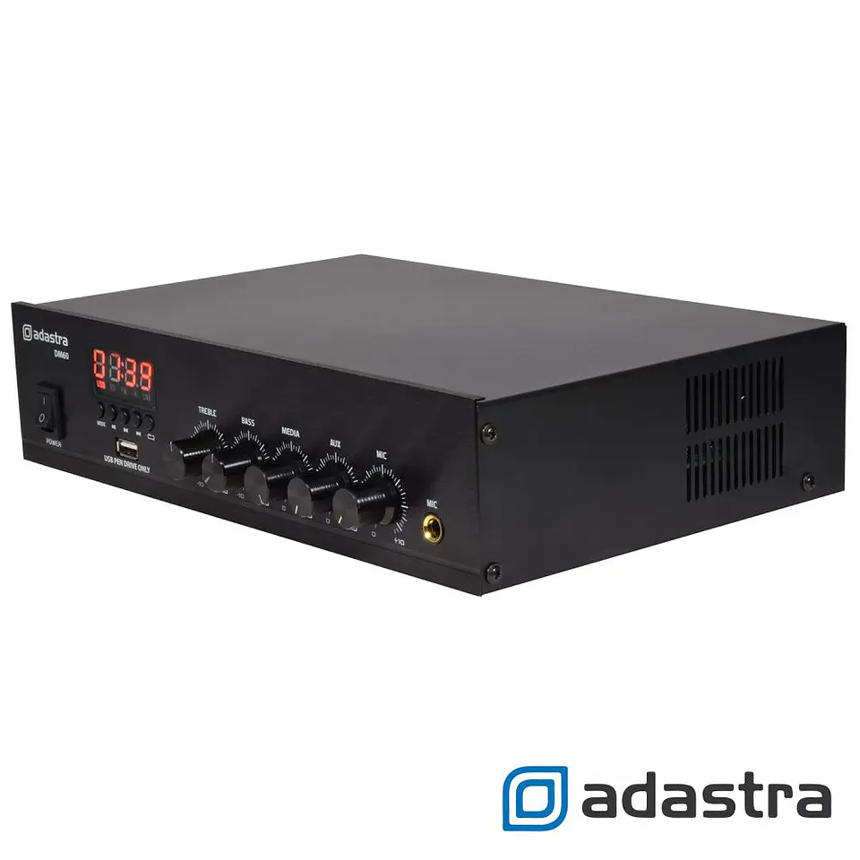 Amplificador Linha 100V 60W USB/FM/BT ADASTRA 1