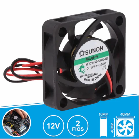 Ventoinha 12VDC 40x40x10mm 2 Fios MF40101V2-1000U-A99 SUNON