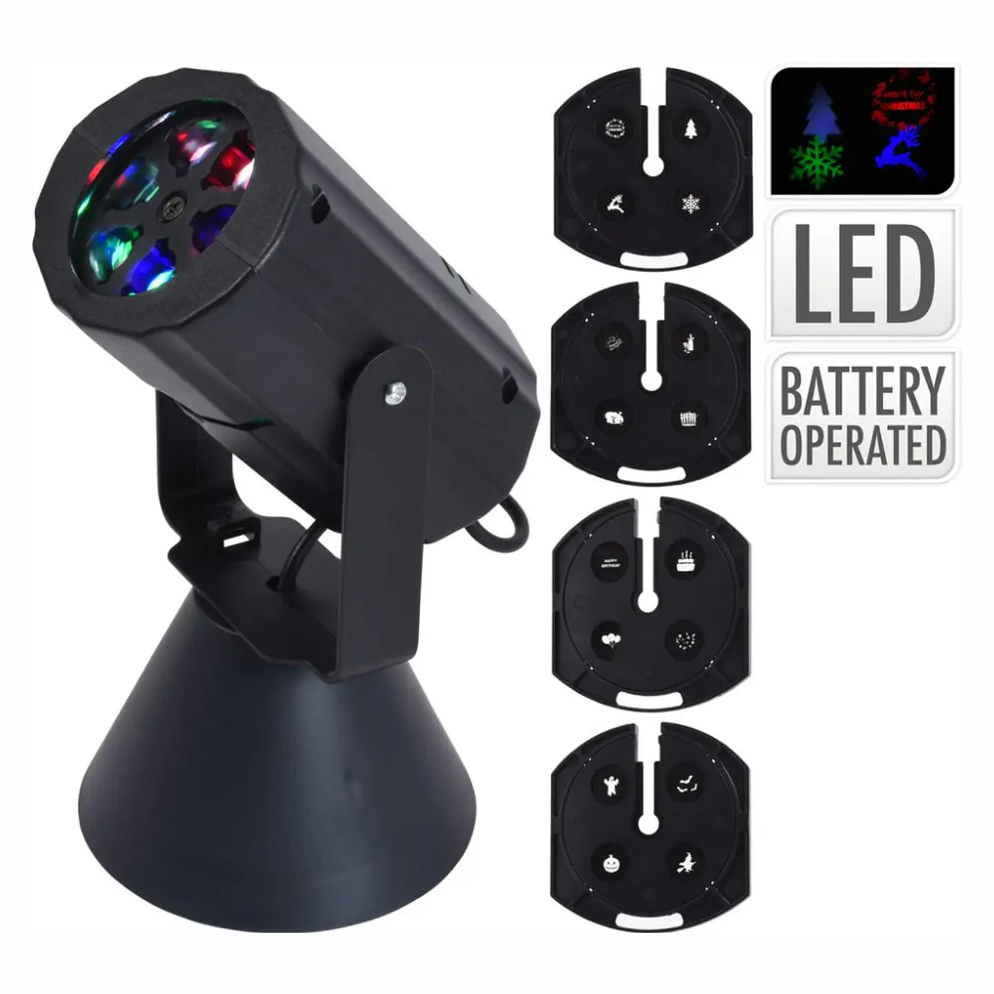 Projetor LED Interior a Bateria C/ 4 Slides 1