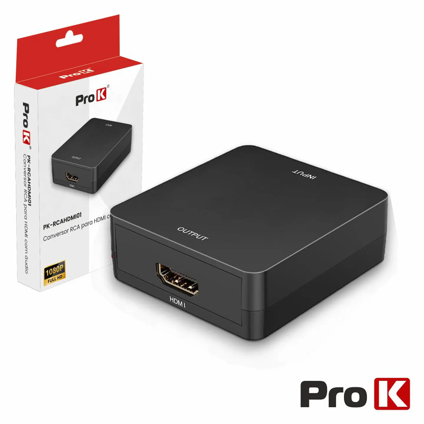 CONVERSOR SINAL COMPOSTO + ÁUDIO -> HDMI PROK 1