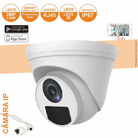 Câmara Vigilância IP Dome Cmos 1080p 2mp IP67