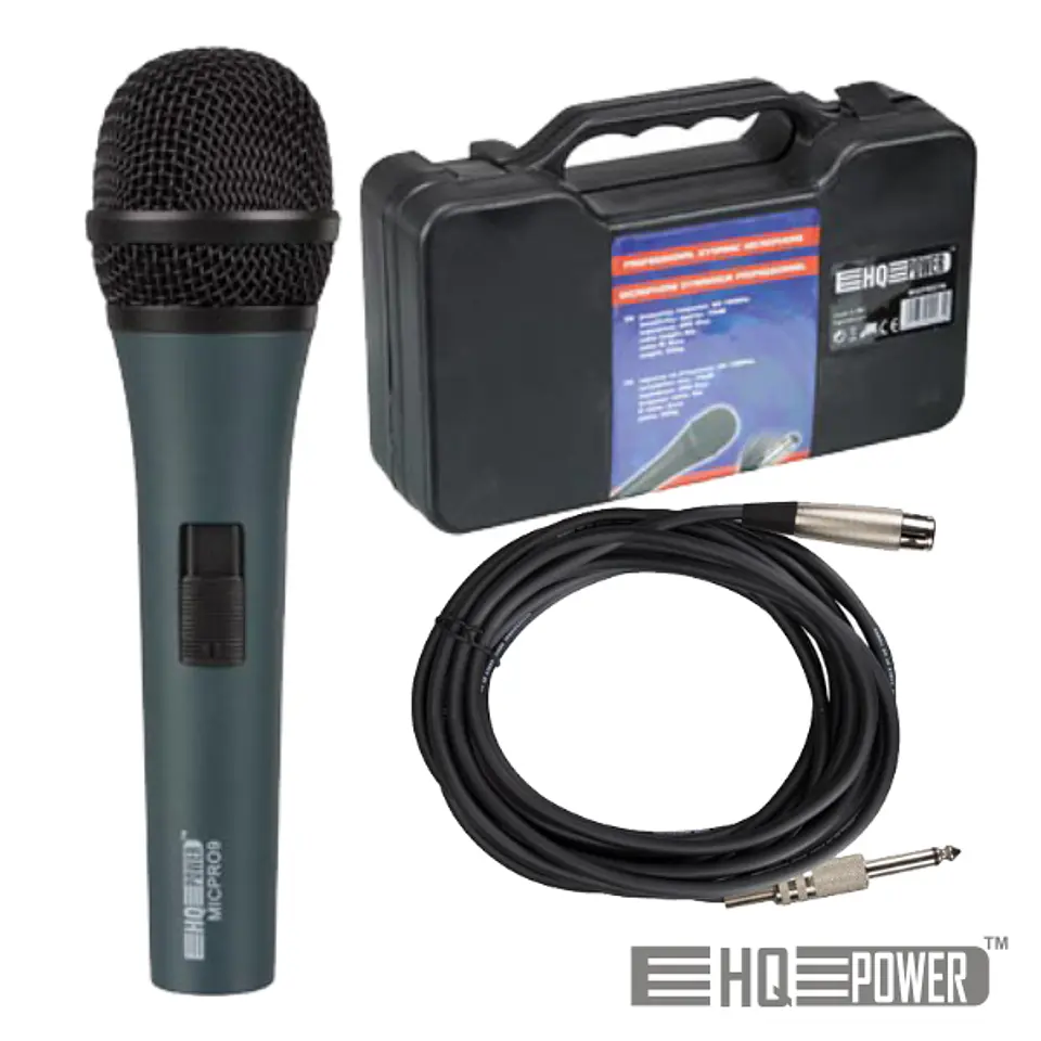 MICROFONE PROFISSIONAL C/ CABO 4.5M E MALA HQ POWER 1