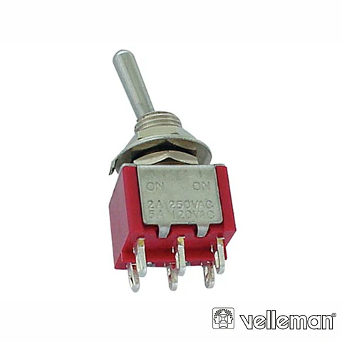 Interruptor Vertical Dpdt On-(On) VELLEMAN