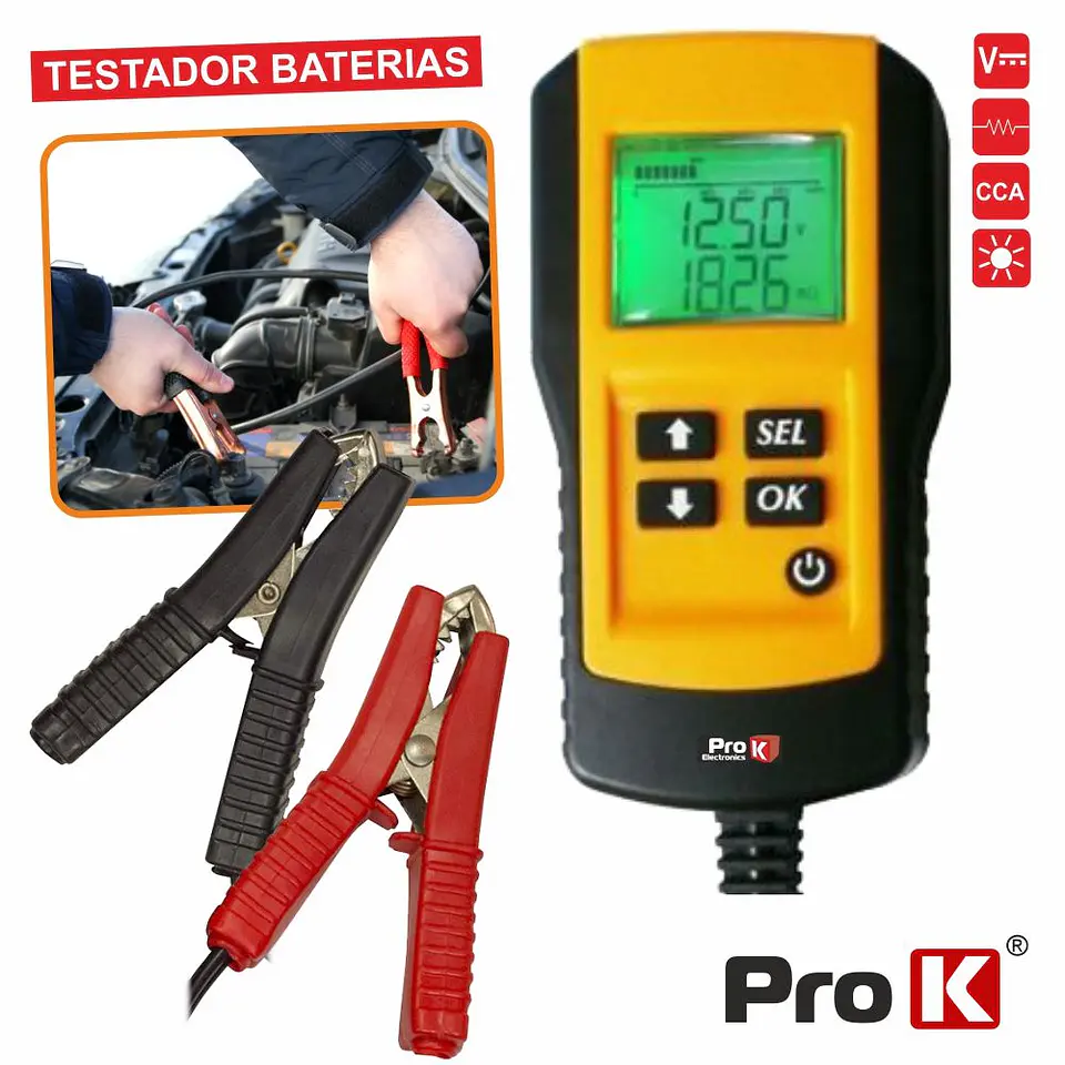 TESTADOR DE BATERIAS 12V AUTO DIGITAL PROK 1