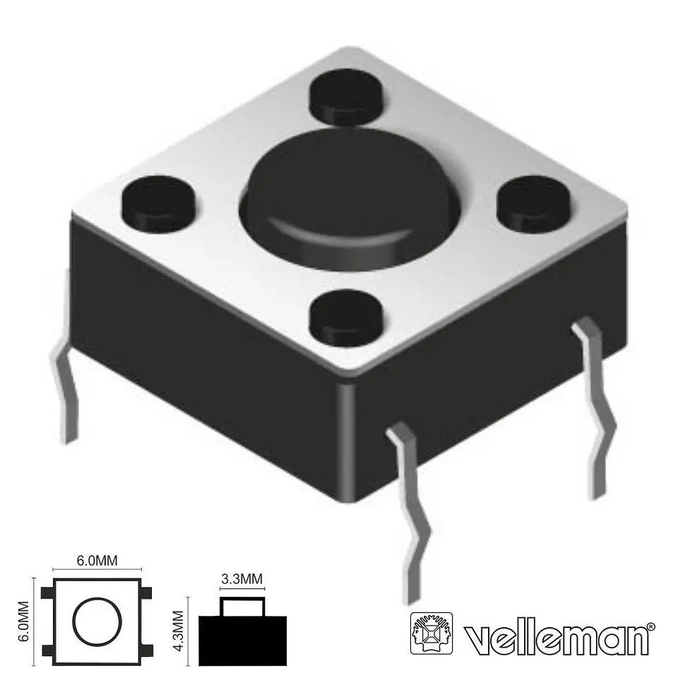 COMUTADOR MICRO SWITCH 6x6MM ALTURA 4.3MM VELLEMAN 1