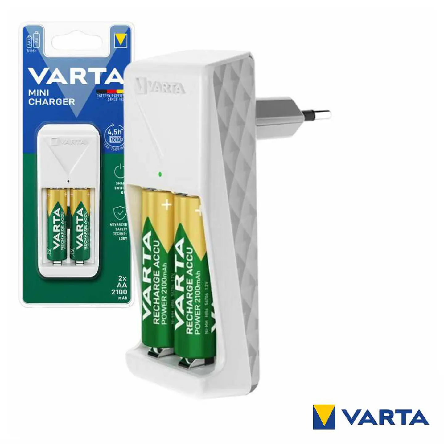 Carregador pilhas AA/AAA 57656 C/ 2x Pilhas AA 2100mAh VARTA 1
